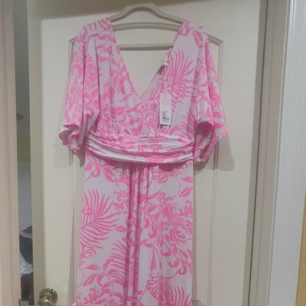Lilly Pulitzer Pink and White Parigi Maxi Dress NWT